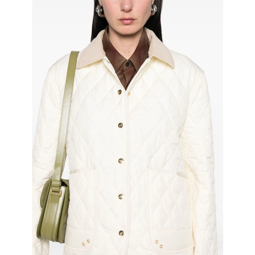 Fay Witte Ribfluwelen Kraag Overhemd Lange Mouwen White Dames