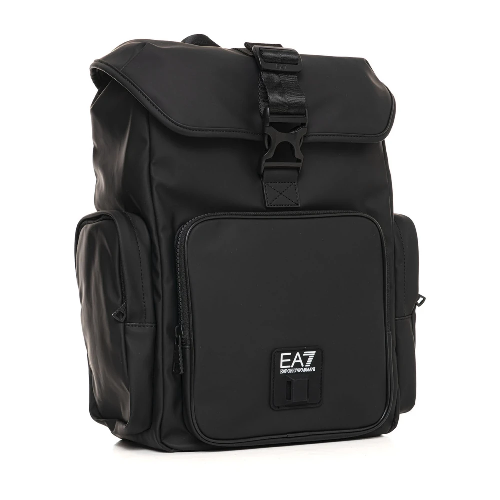 Emporio Armani EA7 Stijlvolle Rugzak met Meerdere Zakken Black Heren