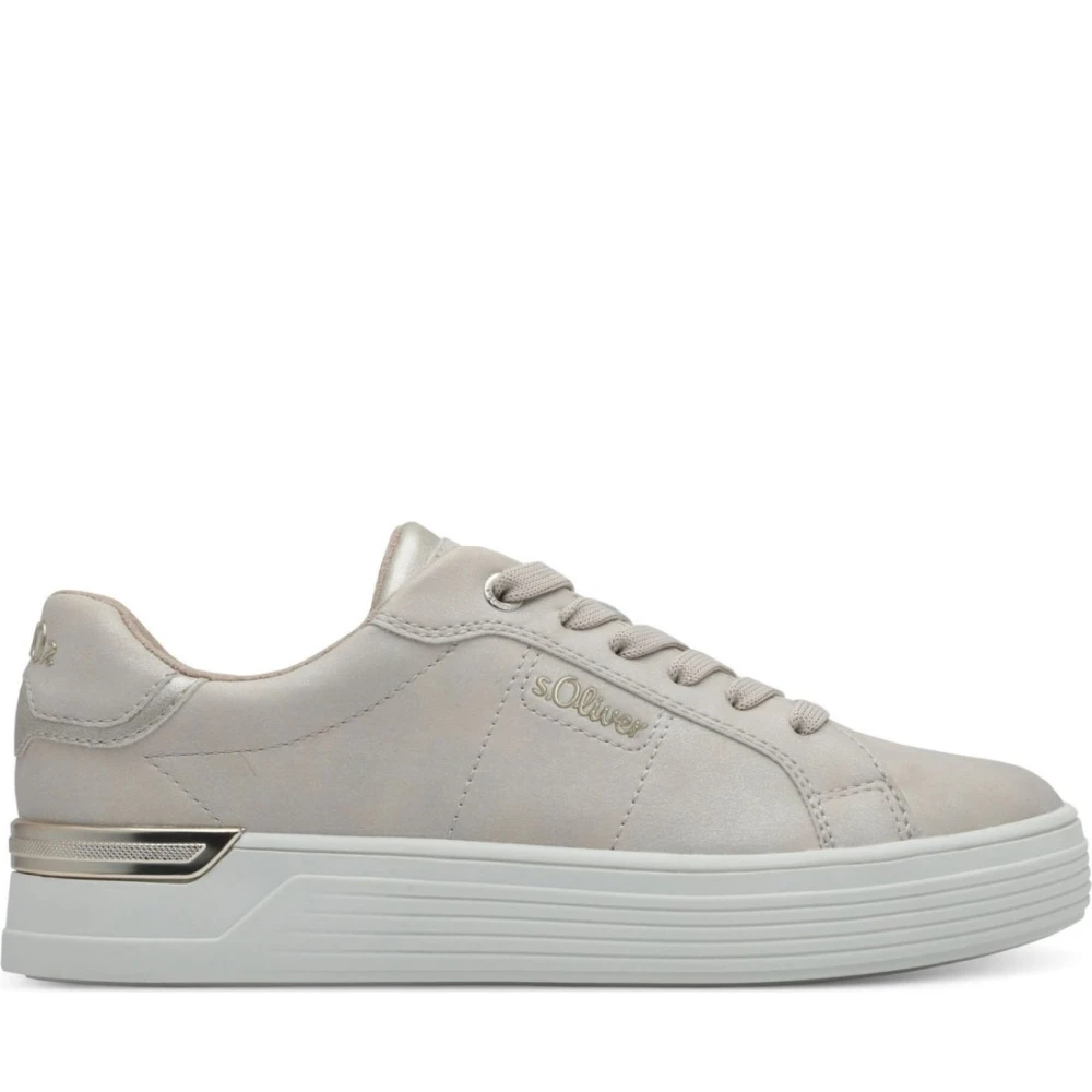 S.oliver Women's Beige Laceup Trainers - Sneakers - 6 Uk - Shoes