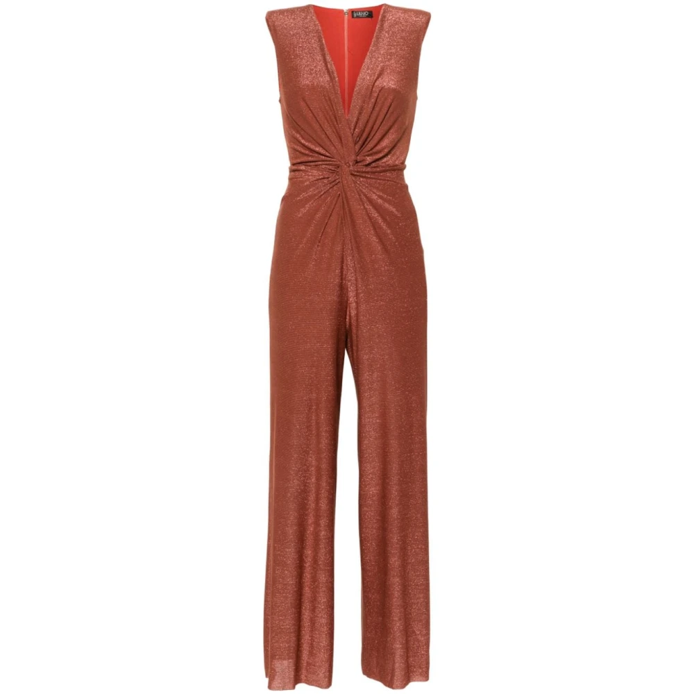 Liu Jo Rode Metallic Streep Jumpsuit Red Dames