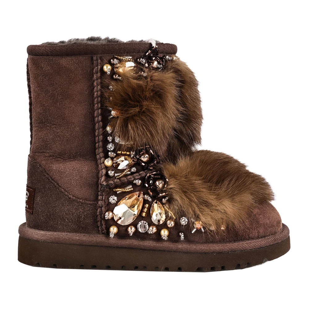 UGG Barn Mocka Ankelboots med Smyckade Stenar Brown, Flicka