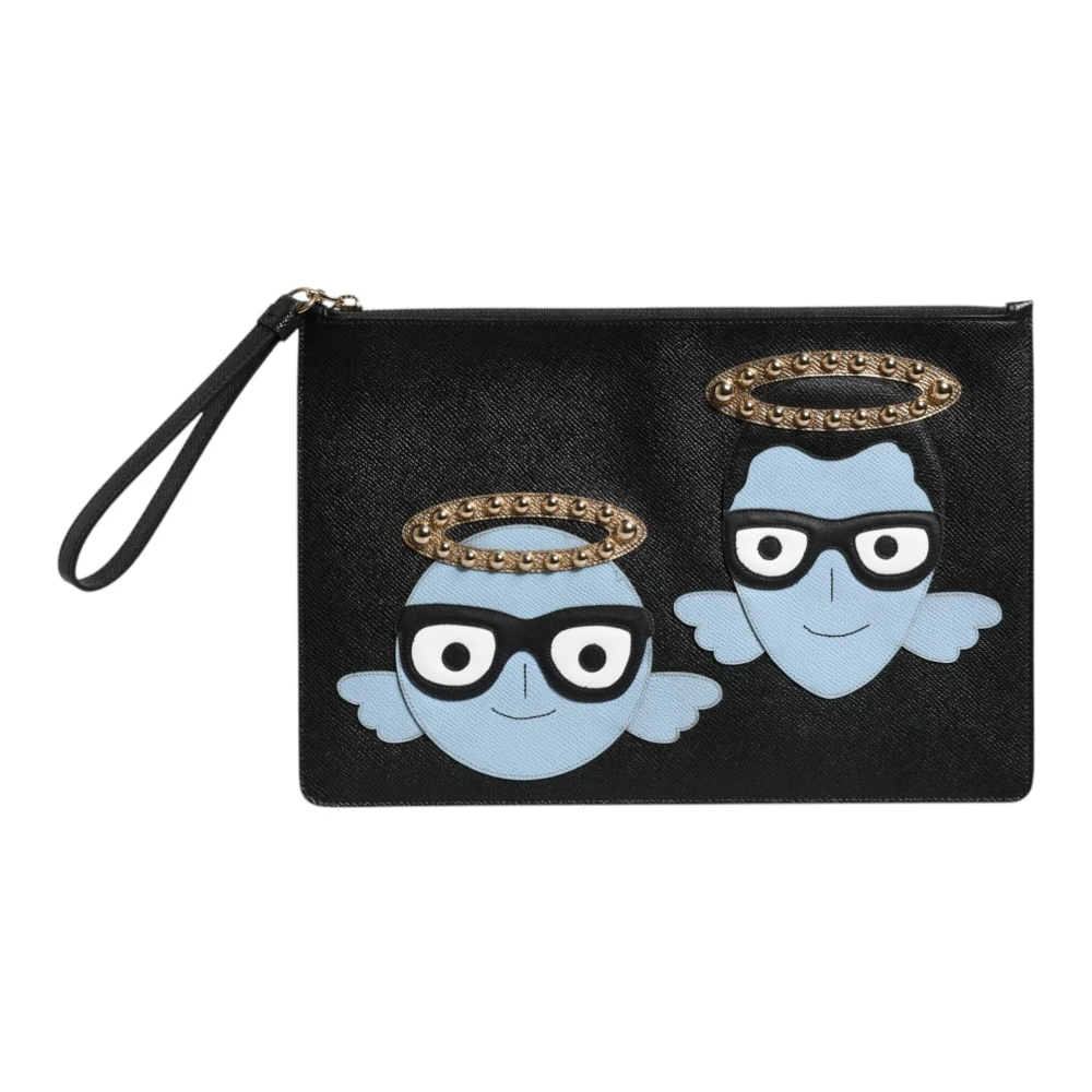 Dolce & Gabbana Men's Black Dgfamily Embellished Zip Pouch Bag