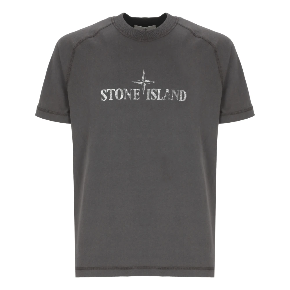 Stone Island Grijze Katoenen T-shirt met Logo Gray Heren