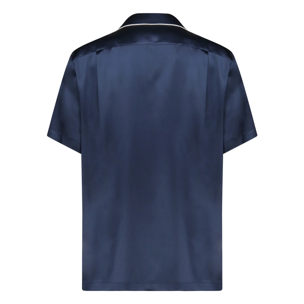 Dolce & Gabbana Blauwe Zijden Knoopshirt Blue Heren