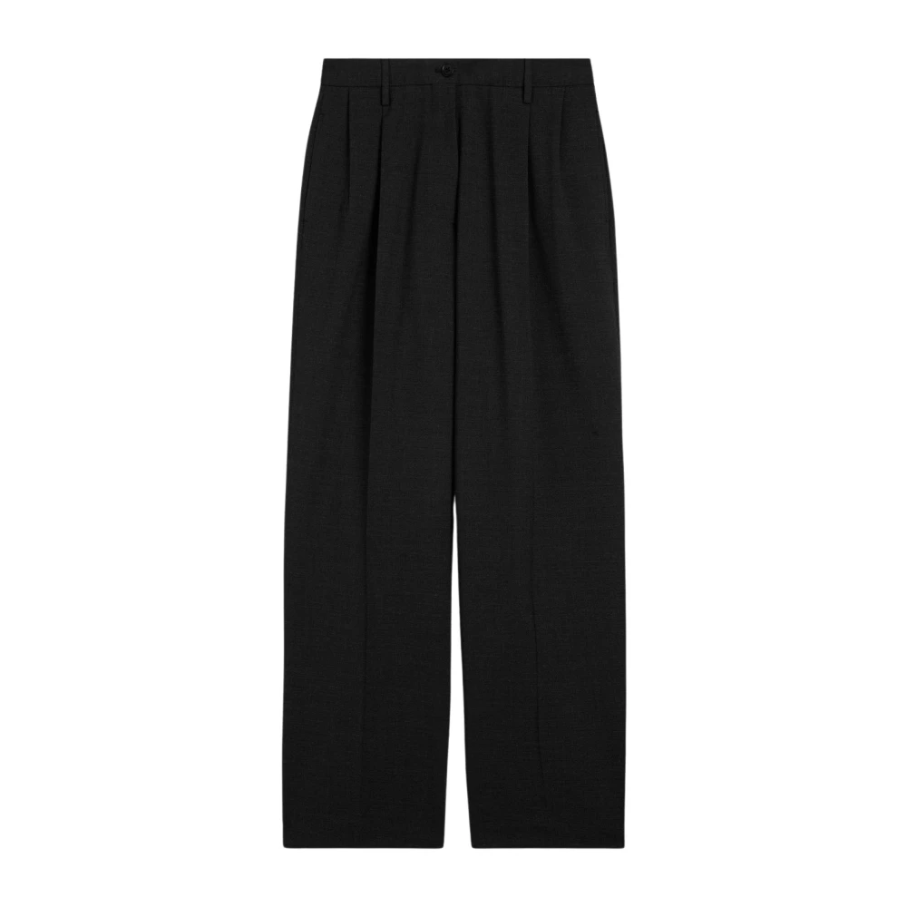 Aspesi Hoge taille broek met plooien en zachte pijp Black Dames