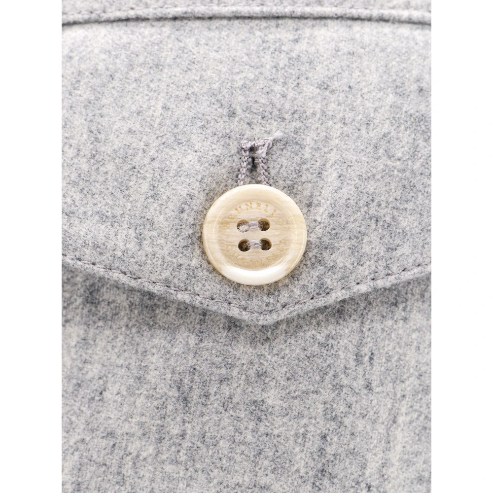 BRUNELLO CUCINELLI Grijze Wollen Broek met Rits Sluiting Gray Heren