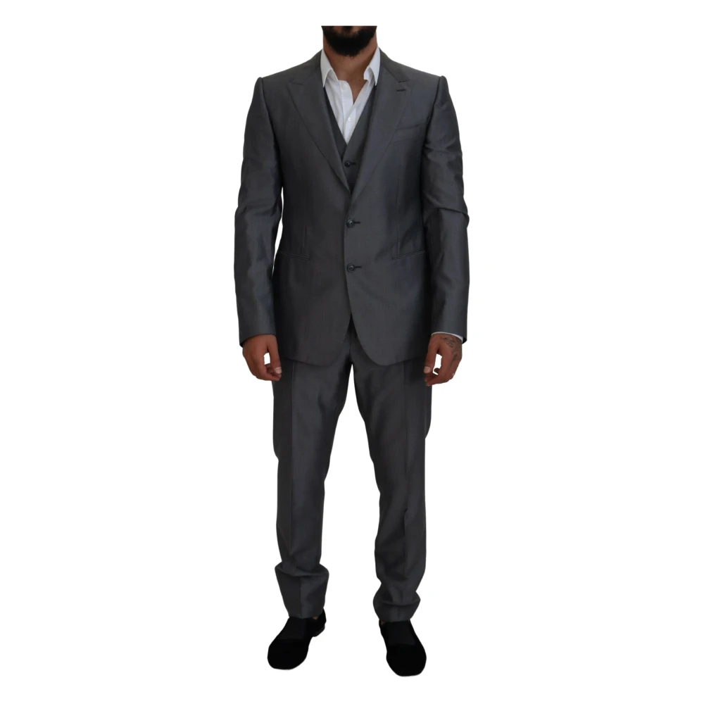 Dolce & Gabbana Grå Slim Fit Suit - Sicilia 3-delad Gray, Herr
