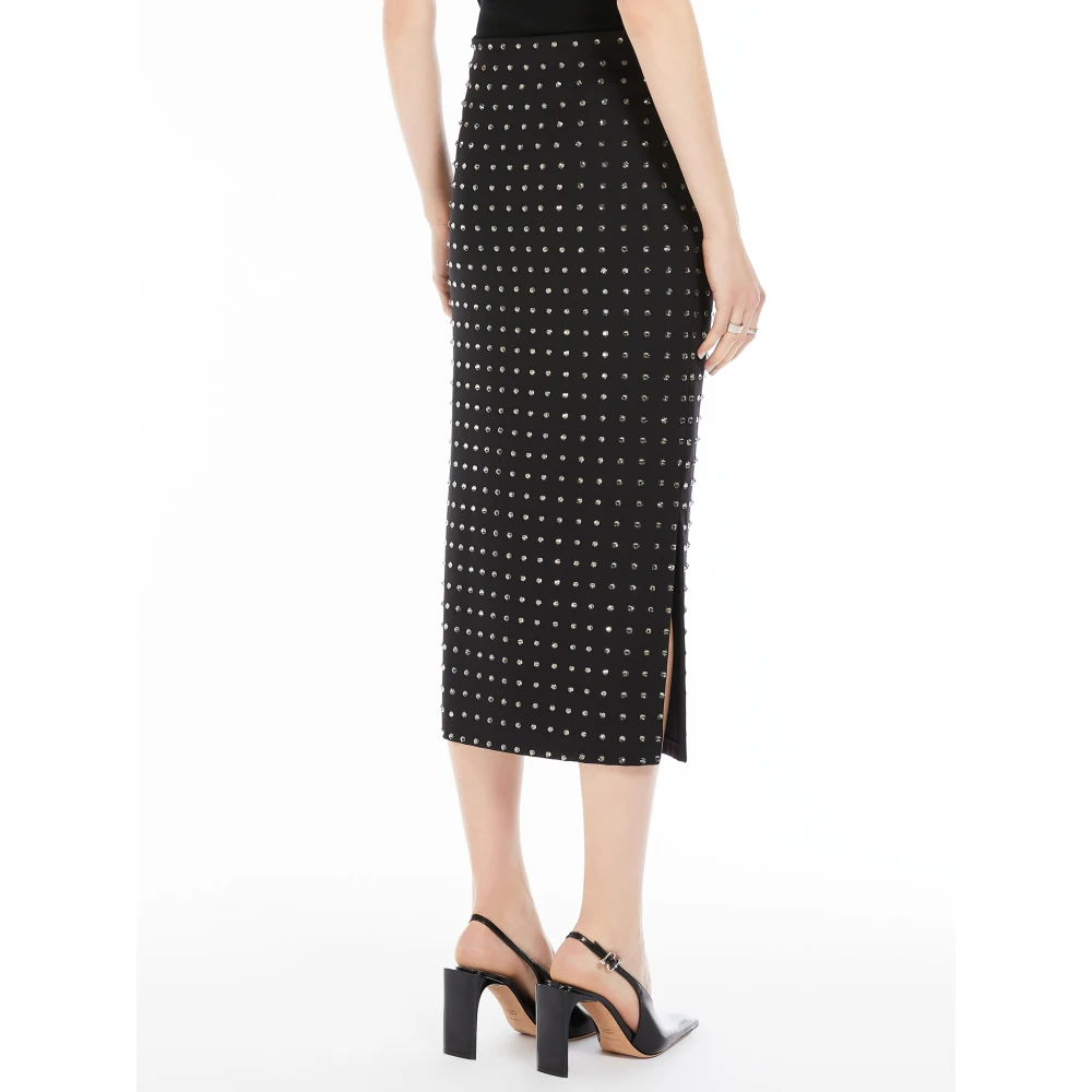SPORTMAX Zwarte rok met strass en zijsplitten Black Dames