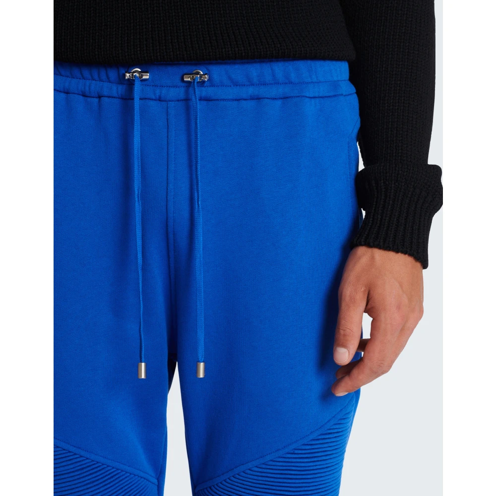 Balmain Logo bedrukte katoenen joggingbroek Blue Heren