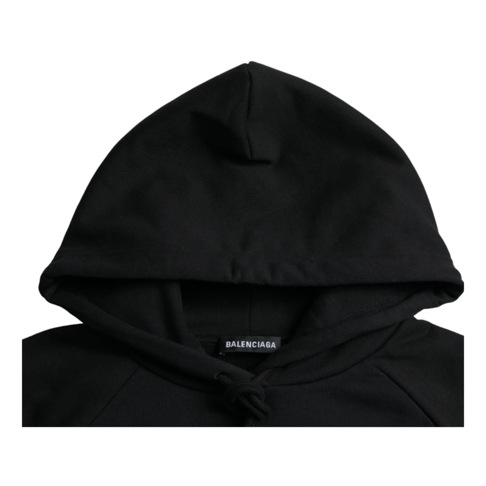 Balenciaga Zwarte Katoenen Hoodie Logo Print Black Heren