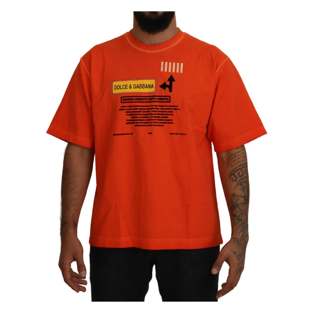Dolce & Gabbana Oranje Logo T-shirt met korte mouwen Orange Heren