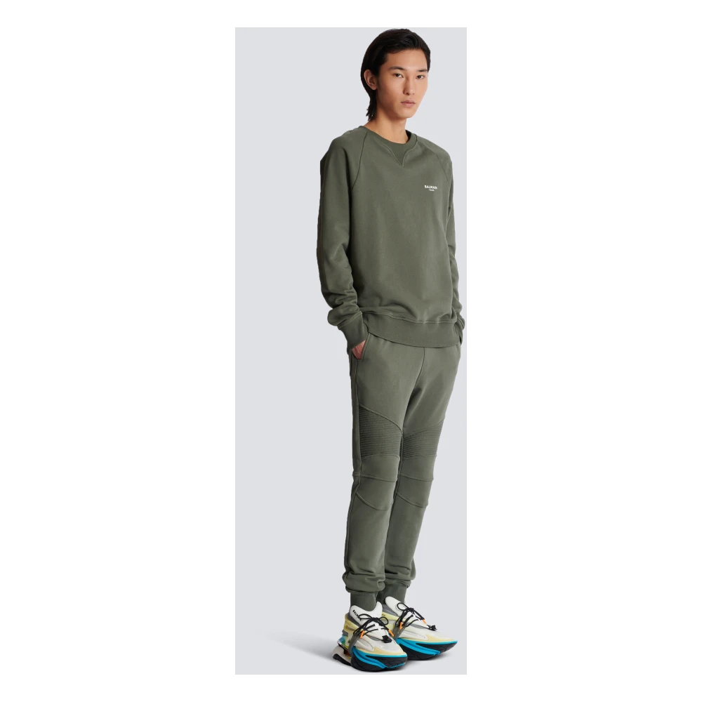 Balmain Casual Ronde Hals Lange Mouwen Sweatshirt Green Heren