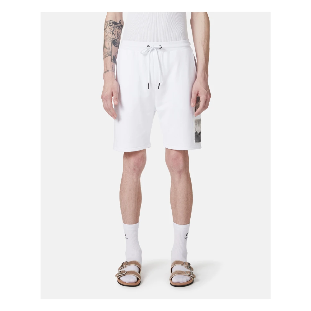 Iceberg Witte slim fit Bermuda shorts van katoenfleece White Heren
