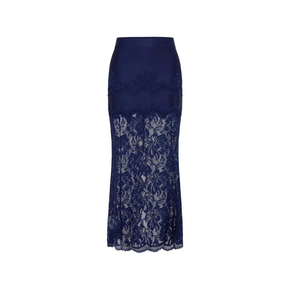 Rabanne Vrouw Blauw Rokken Dames, 2XS, Lace Midi Skirt