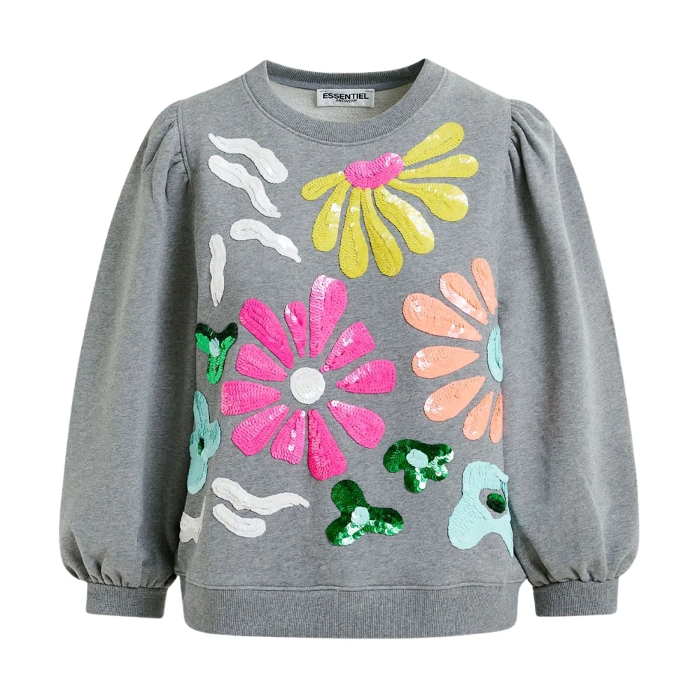 Essentiel Antwerp Bloemen geborduurde trui Gray Dames