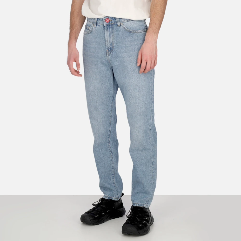 Vision OF Super Vlammen Logo Gedrukte Denim Jeans Blue Heren