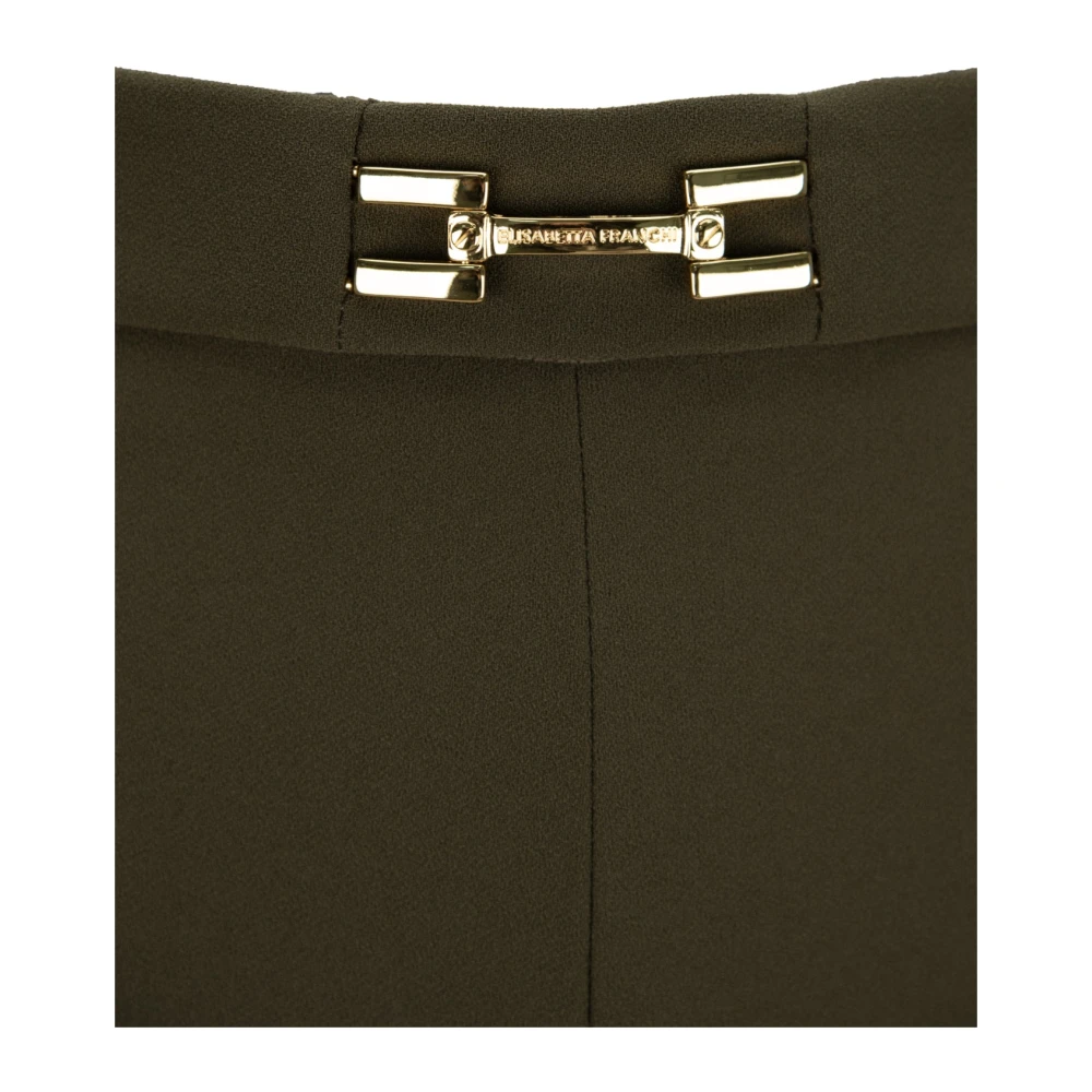 Elisabetta Franchi Gouden Logo Rits Haak Damesbroek Green Dames