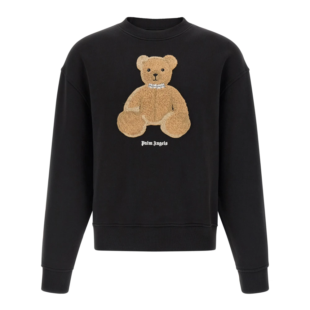 Palm Angels Men's Black Brushed Cotton Sweatshirt - Sweatshirts - Xs - Sweatshirts & Hoodies
