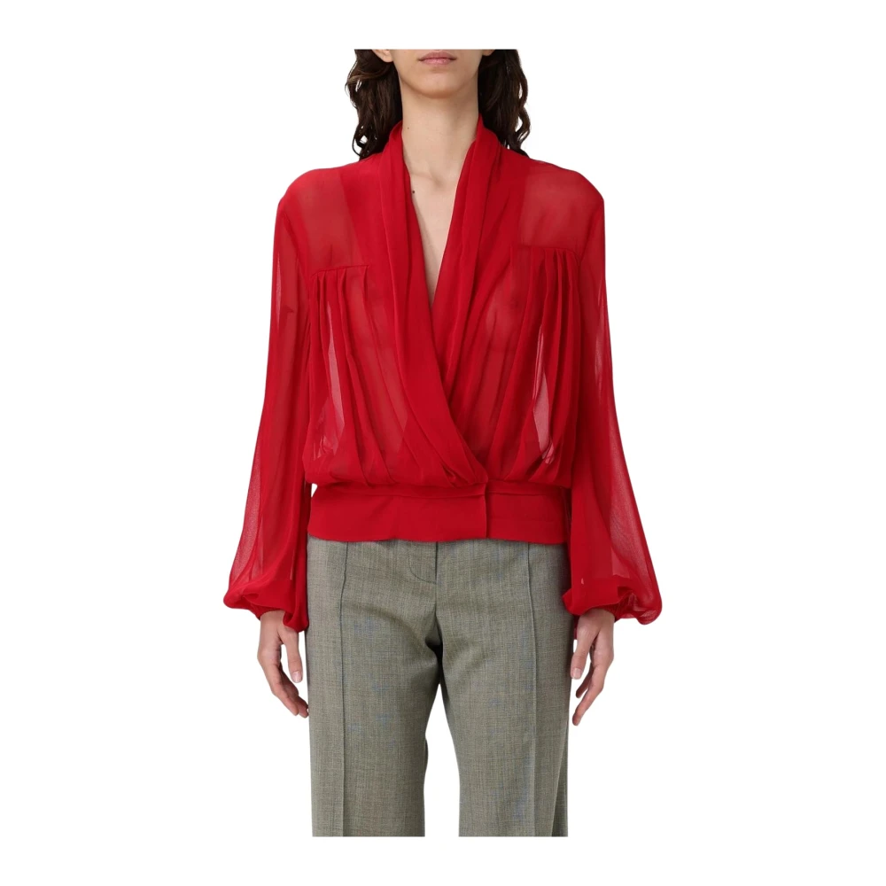 Philosophy Di Lorenzo Serafini Women's Red Silk Wrap Blouse - Blouses - M - Blouses & Shirts