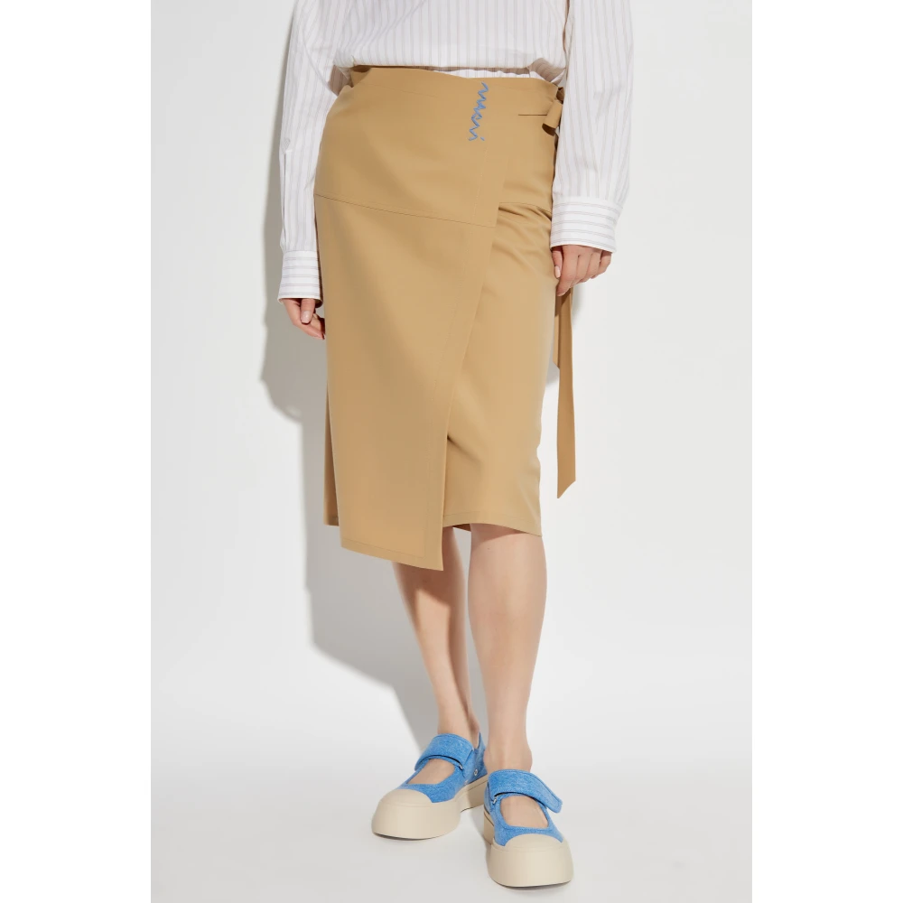 Marni Wikkelrok met strik Beige Dames