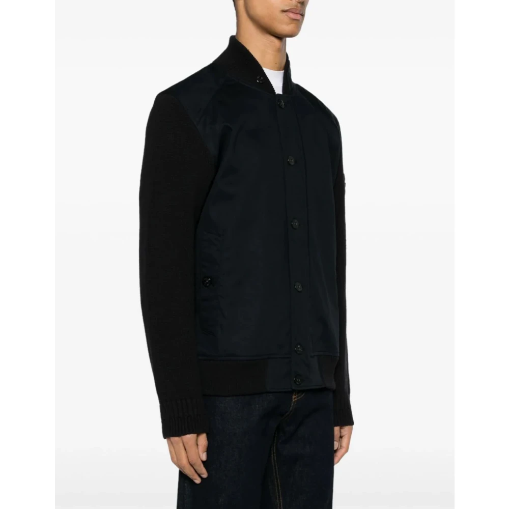 Stone Island Zwarte Compass Logo Bomber Jacket Black Heren