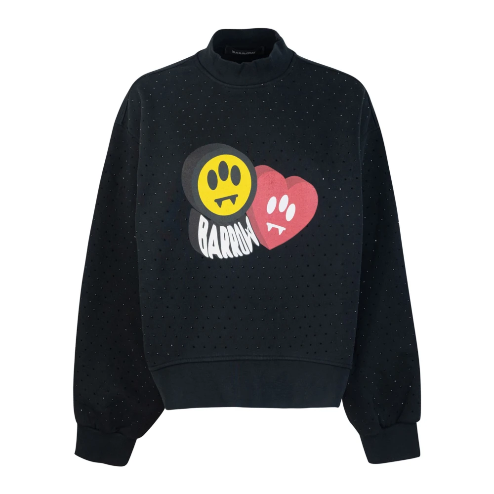 Barrow Black Jumper With Rhinestone Print - Female - Sweatshirts - S - Sweatshirts & Hoodies