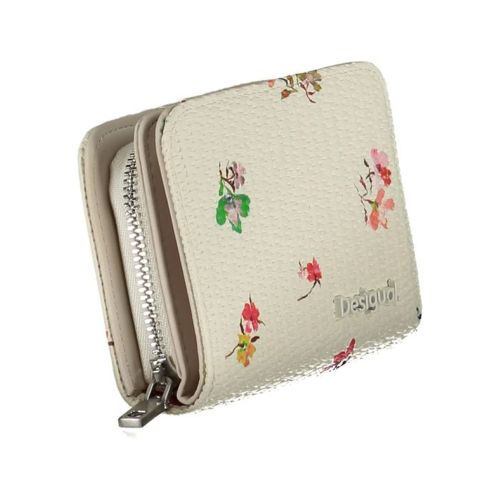 Desigual Contrasterende portemonnee met rits en logo White Dames
