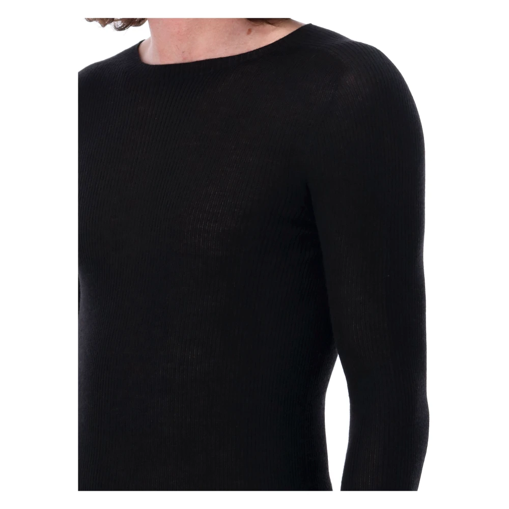 Rick Owens Geribbelde Top met Ronde Hals Black Heren