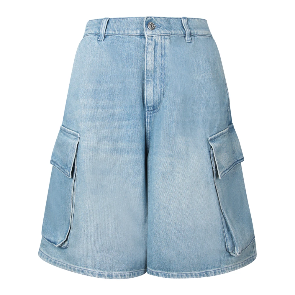 JW Anderson Vervaagde Blauwe Denim Cargo Shorts Blue Heren