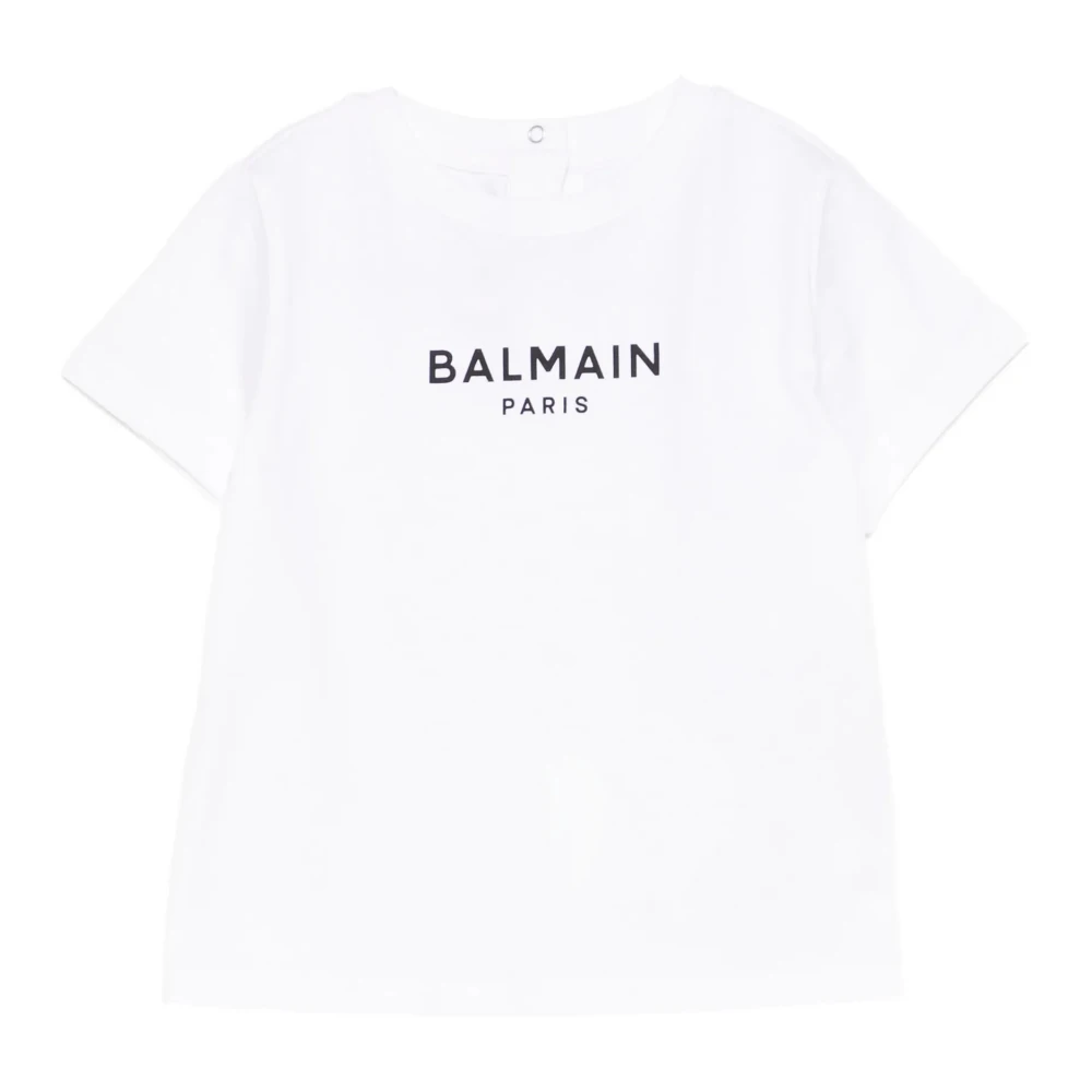 Balmain Unisex Kids White Printed Crest T-Shirt - Kids Short Sleeve T-Shirts - 9 M - Kids