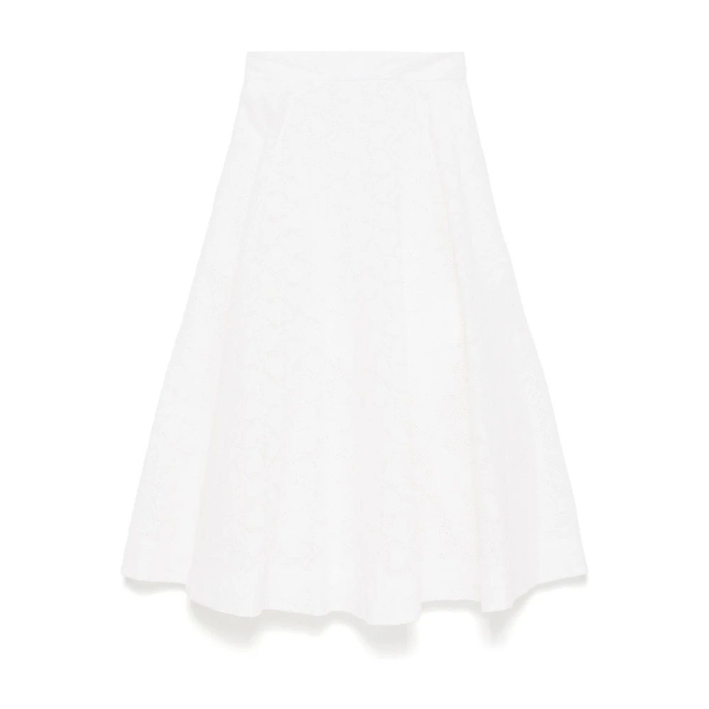 Zimmermann White Midi Skirts, Female, L, Midi Skirt With Rear Zip Fastening