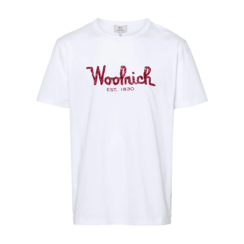 Woolrich Geborduurde Logo Korte Mouw T-Shirts en Polos White Heren