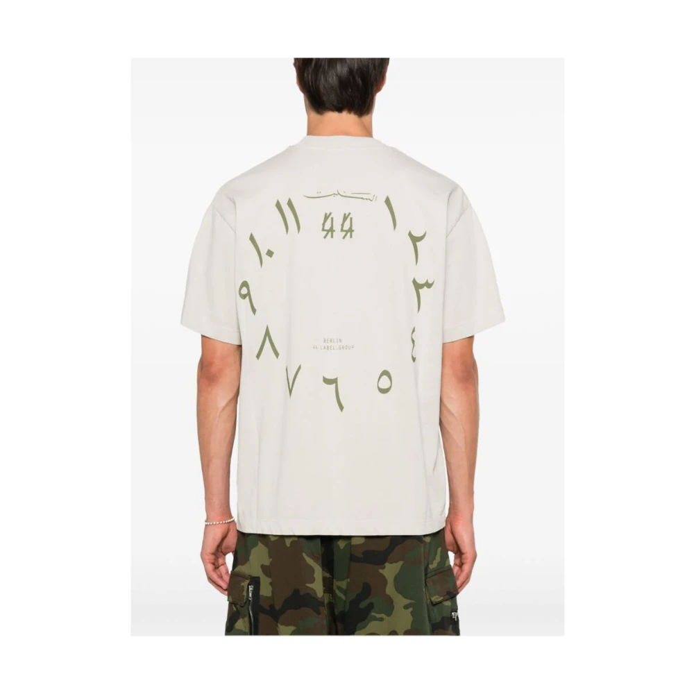 44 Label Group Ivoor Wit Katoenen T-shirt met Dial Print White Heren