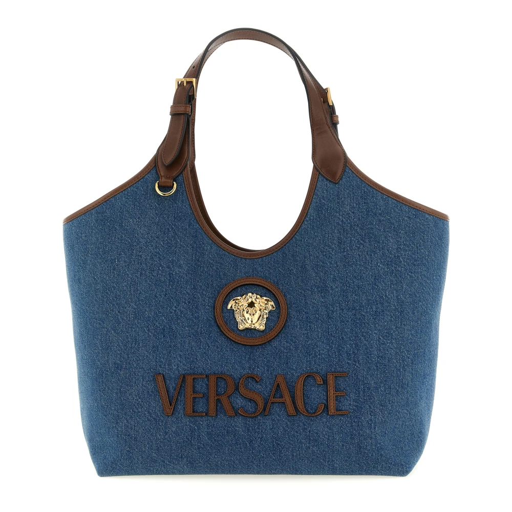 Versace Women's Blue La Medusa Denim Tote