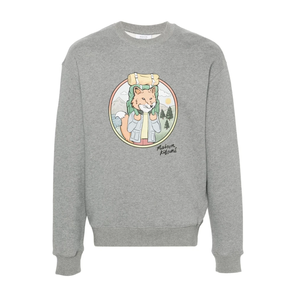 Maison Kitsuné Rambling Fox Comfort Sweatshirt Gray Heren