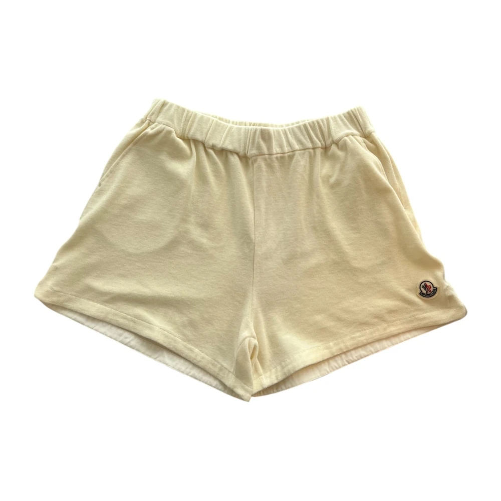 Moncler Women's Beige Short Shorts, M, Velour Offwhite Shorts