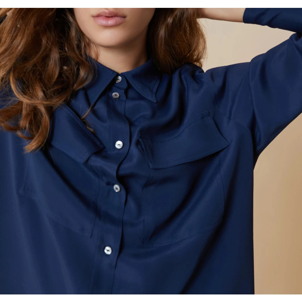 Pennyblack Crepe de Chine Blouse Indugi Blue Dames