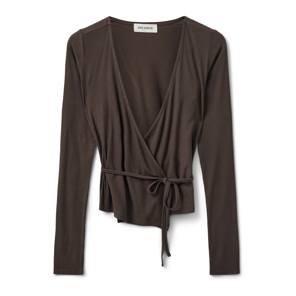 Sofie Schnoor Brown Blouses, Female, Xs, Fudge Wrap Blouse