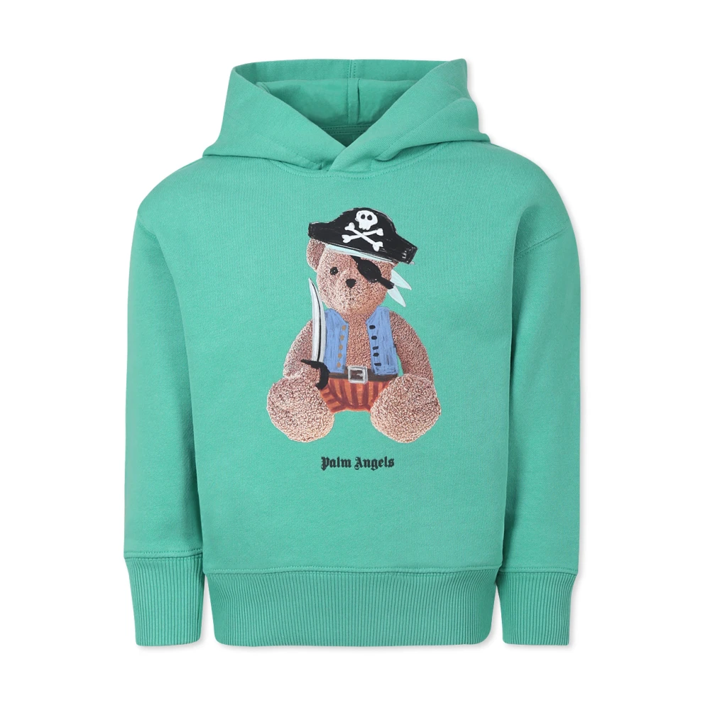 Palm Angels Grön Pirate Bear Hoodie Green, Unisex