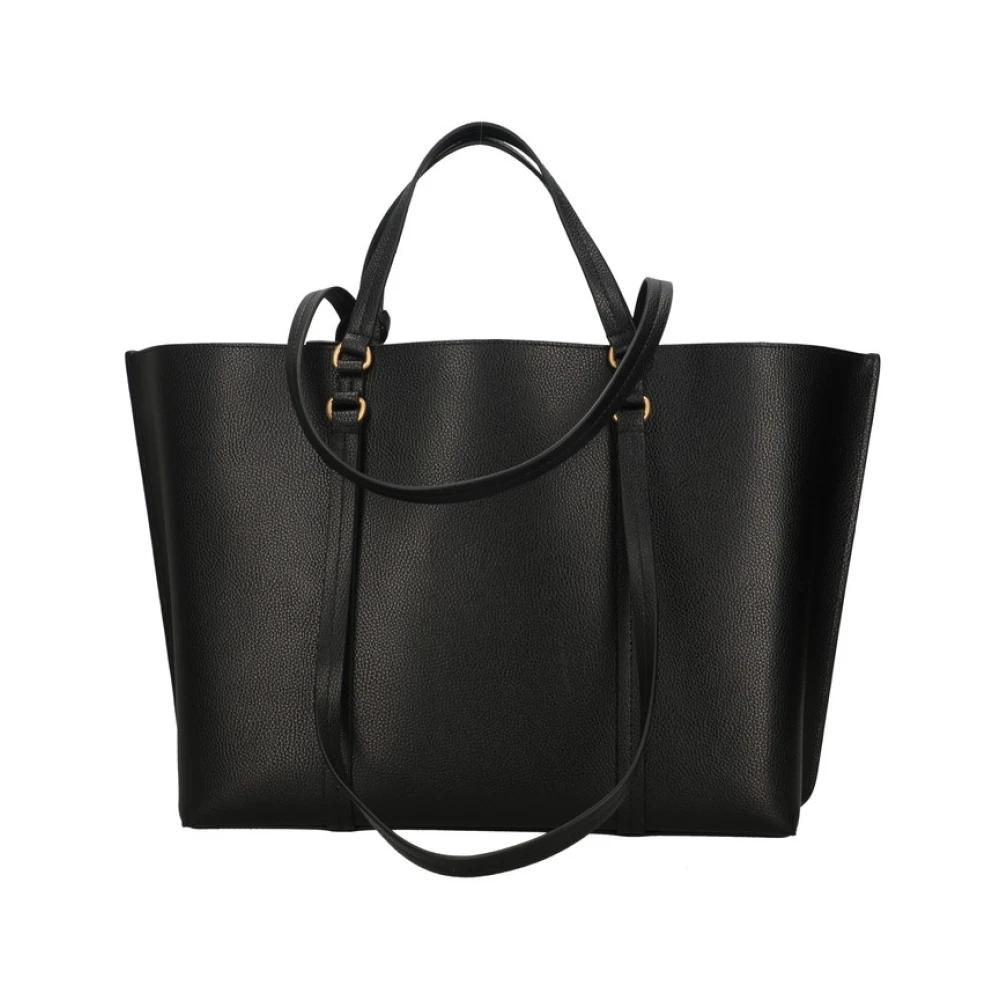 Pinko Zwarte leren shopper tas met afneembare hanger Black Dames