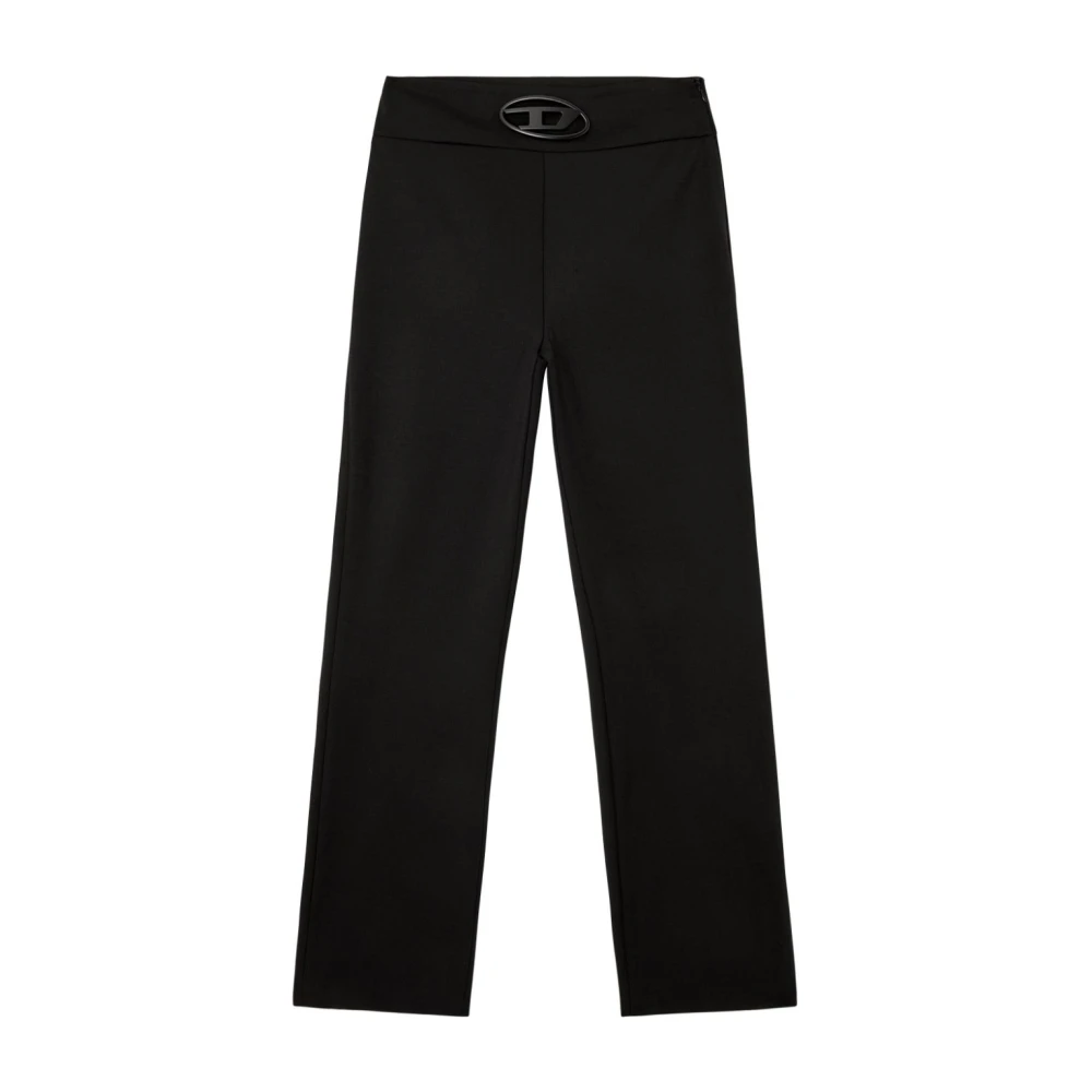 Diesel Zwarte hoge taille broek met ovaal logo Black Dames