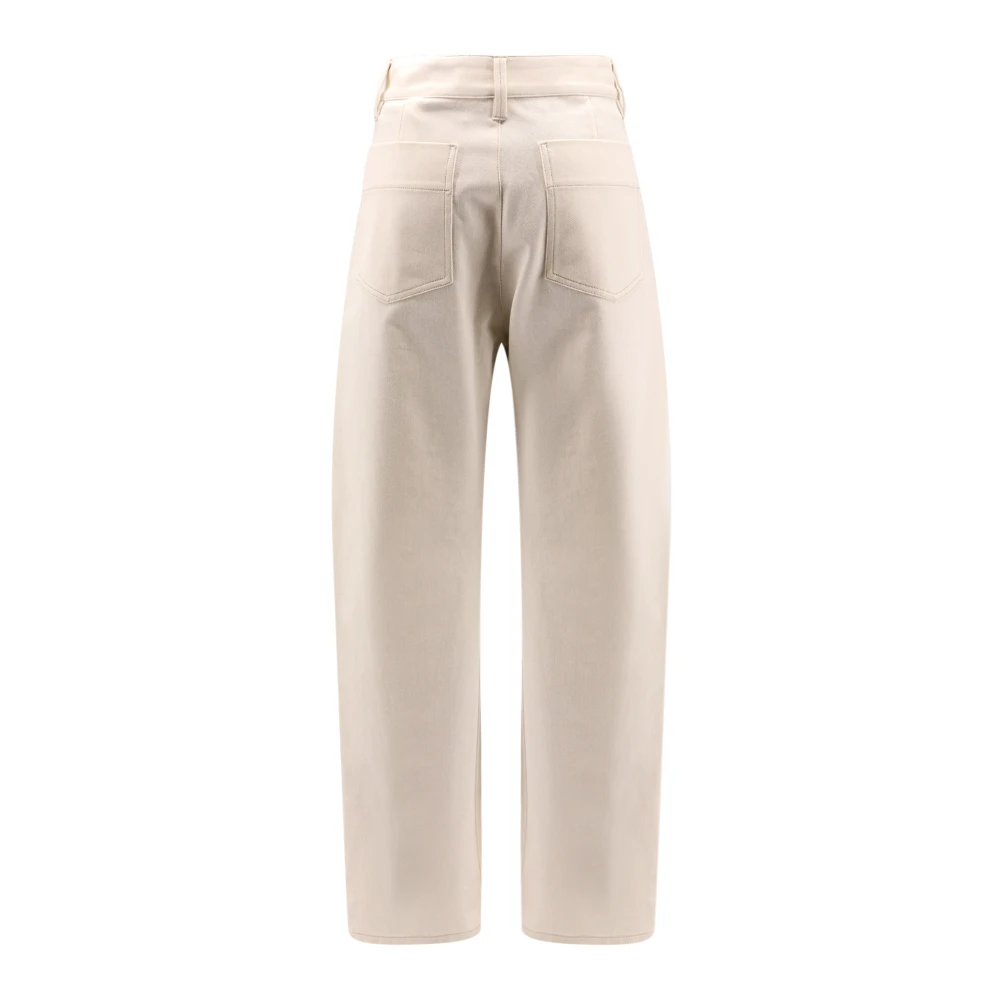 Lemaire Hoge Taille Gedraaide Katoenen Broek White Dames