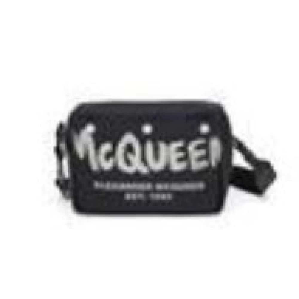 alexander mcqueen Zwarte Leren Schoudertas met Logoprint Black Heren