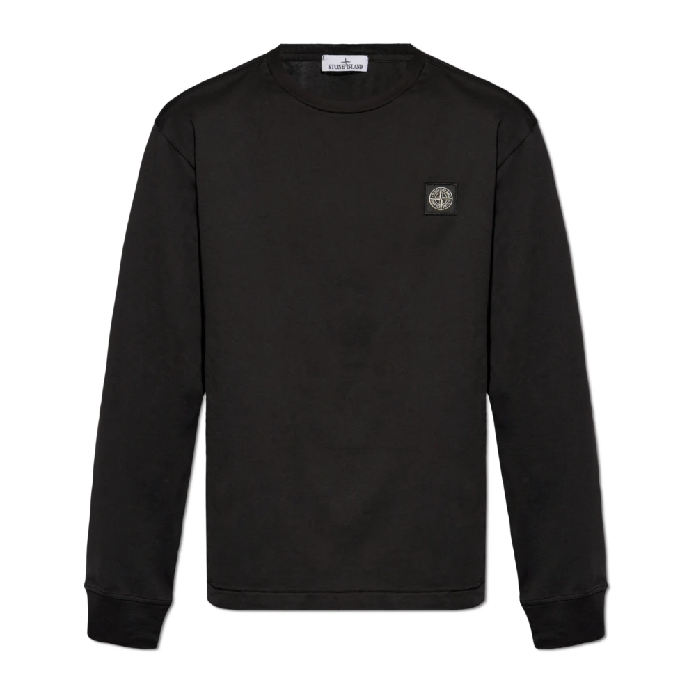 Stone Island Katoenen Longsleeve T-Shirt Fw24 Black Heren