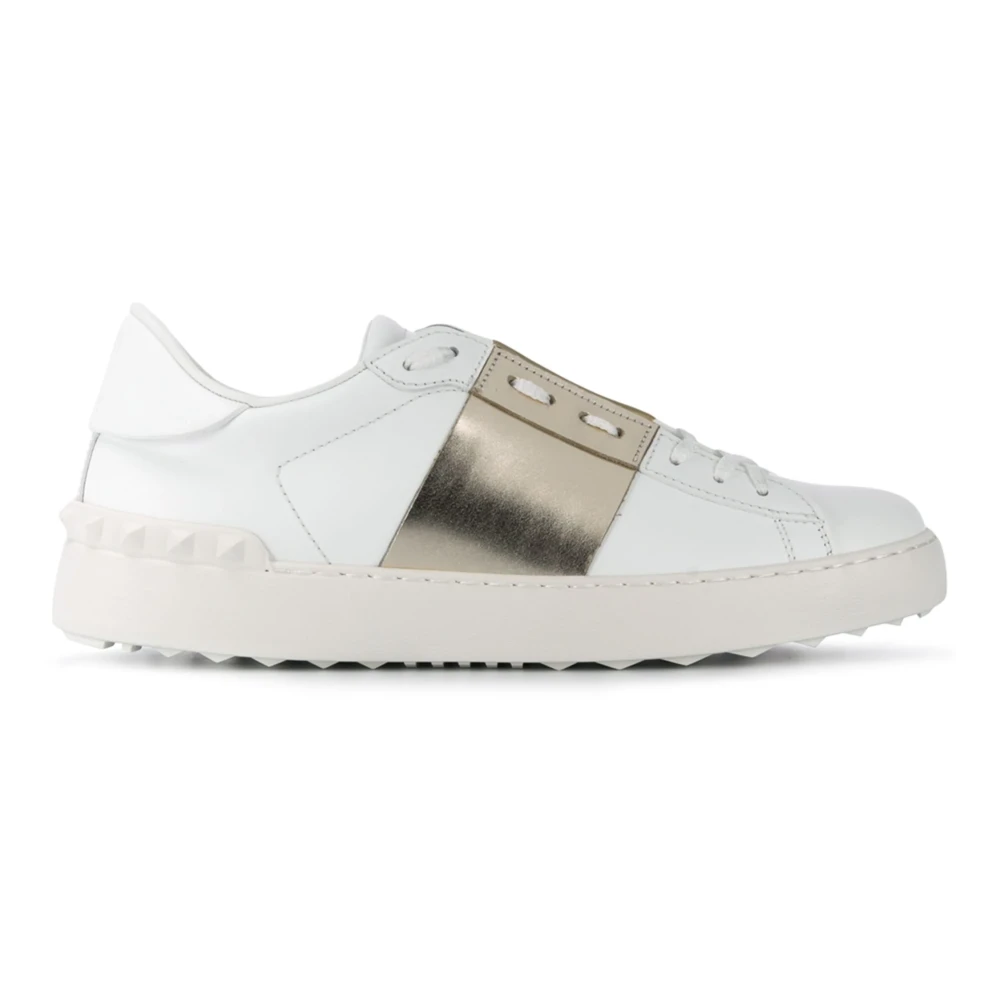 Valentino Garavani Women's White Sneakers, 5 Uk, Open Sneaker With Metallic Stripe