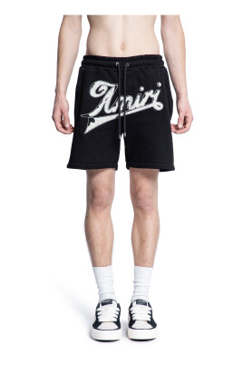 black-distressed-sweatshort-with-elastic-waistband