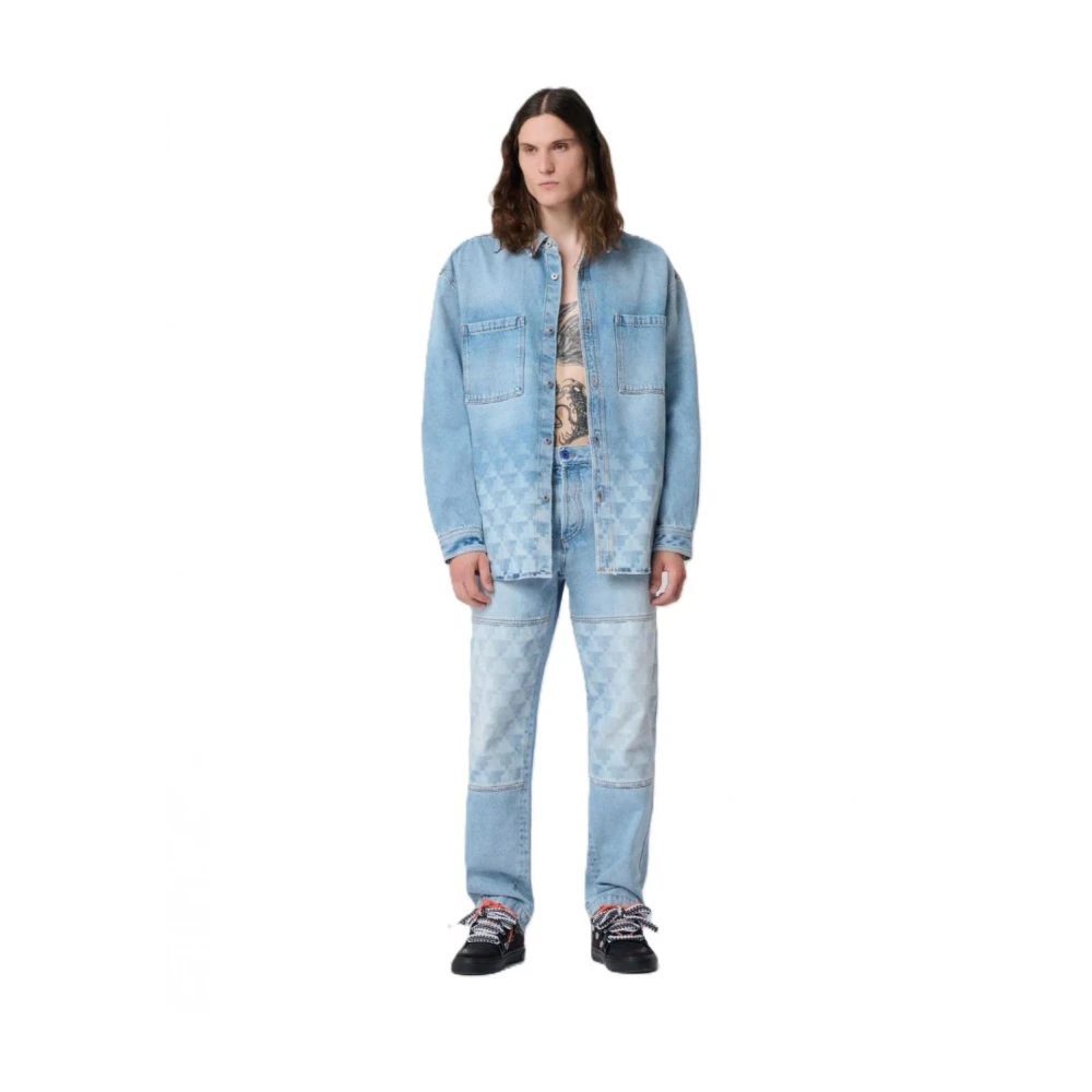 Marcelo Burlon Katoenen Broek Blue Heren