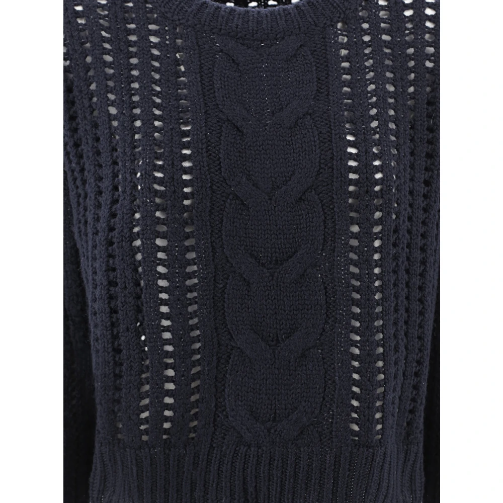 Max Mara Weekend Blauwe Wolgevlochten Trui Blue Dames