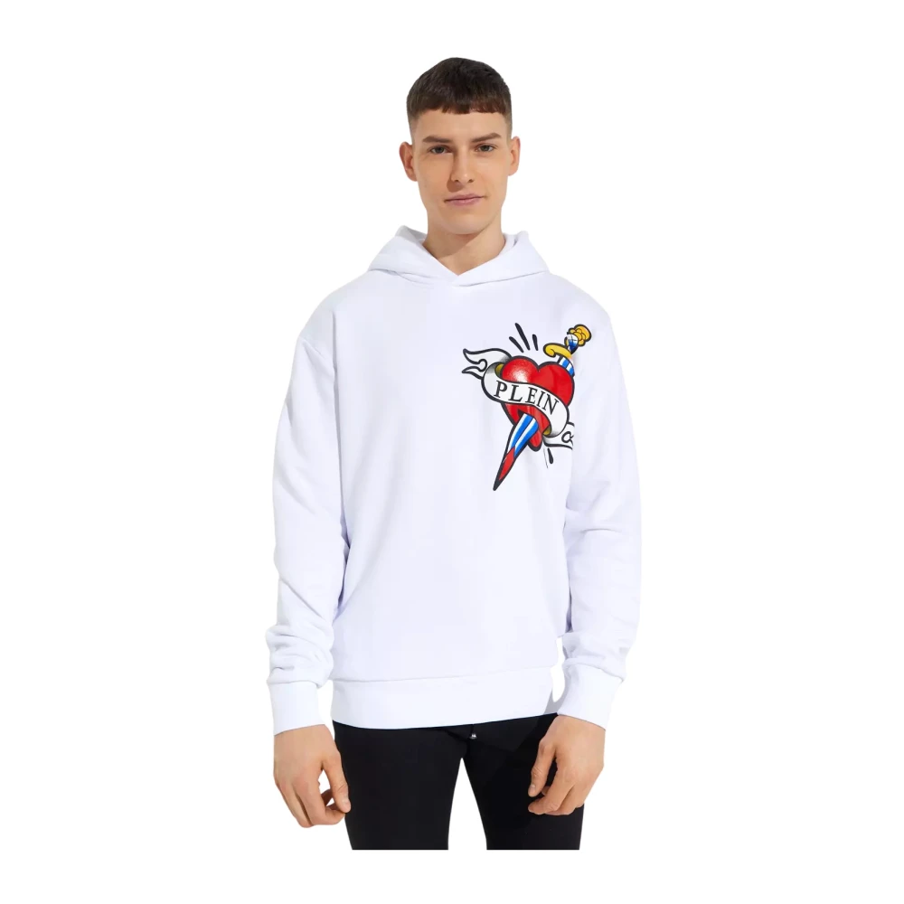 Philipp Plein Witte hoodie met Love grafische print White Heren