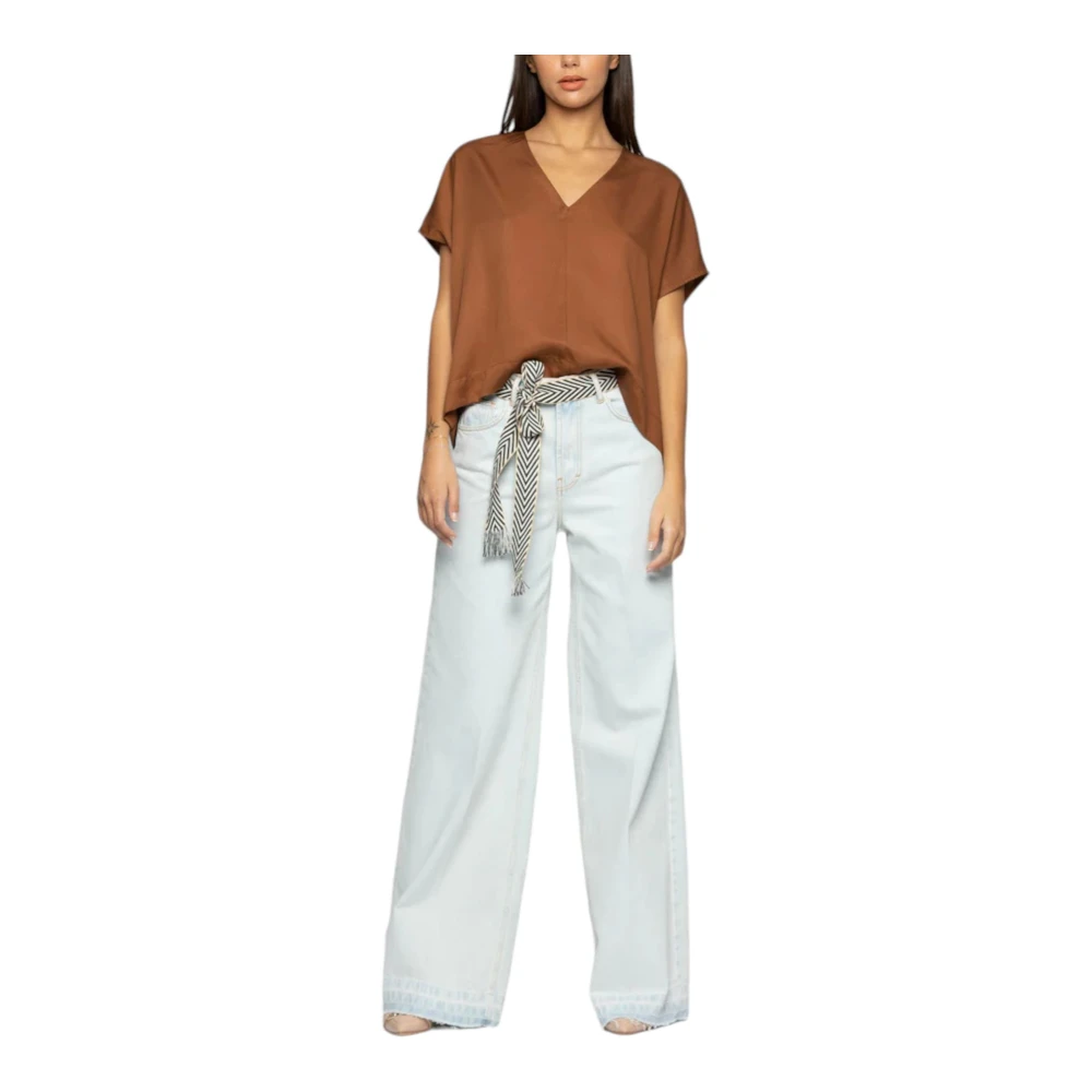 Kocca Korte Mouw Blouse Brown Dames